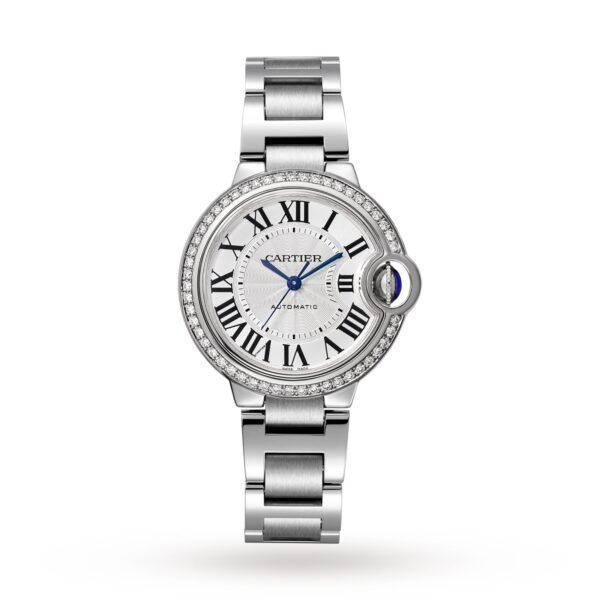 Cartier Ballon Bleu De Cartier Watch 33mm Automatic Steel Diamonds W4BB0016
