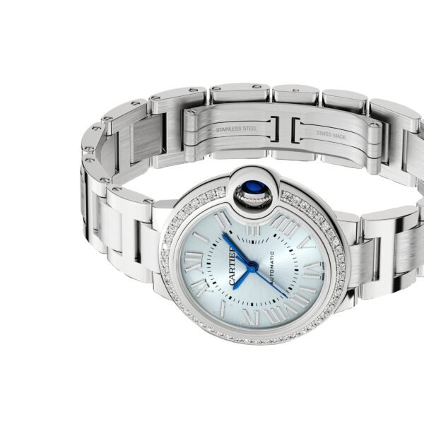Cartier Ballon Bleu de Cartier watch 33 mm automatic movement steel diamonds W4BB0028