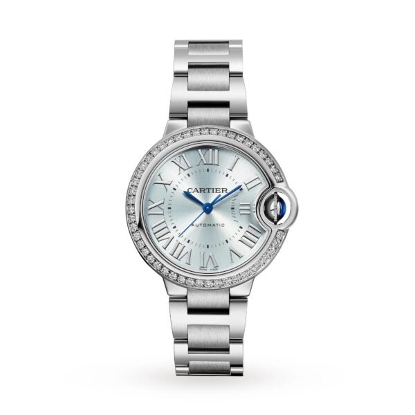 Cartier Ballon Bleu de Cartier watch 33 mm automatic movement steel diamonds W4BB0028
