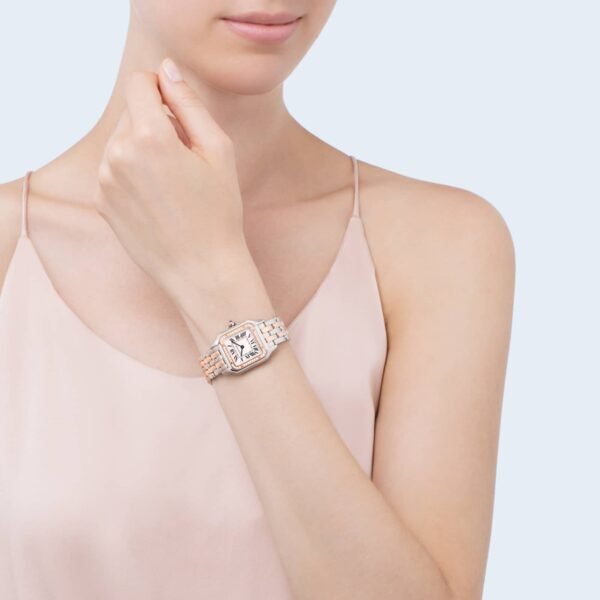 Cartier Panthère De Cartier Watch Medium Model Quartz Rose Gold Steel Diamonds W3PN0007