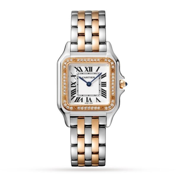 Cartier Panthère De Cartier Watch Medium Model Quartz Rose Gold Steel Diamonds W3PN0007