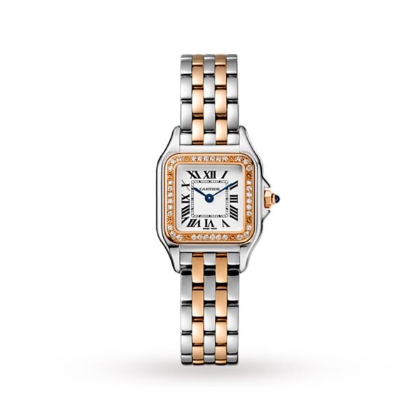 Cartier Panthère De Cartier Watch Small Model Quartz Rose Gold Steel Diamonds W3PN0006