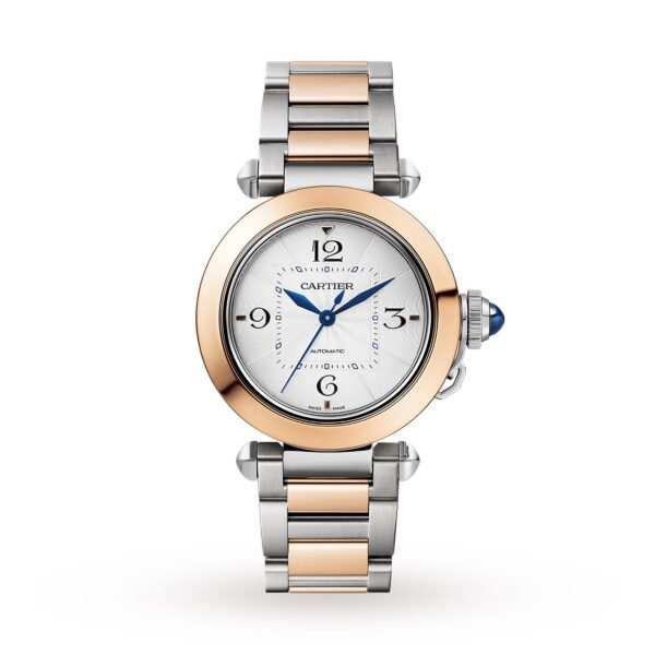Cartier Pasha de Cartier 35 mm automatic movement 18K rose gold and steel interchangeable metal and leather straps W2PA0008