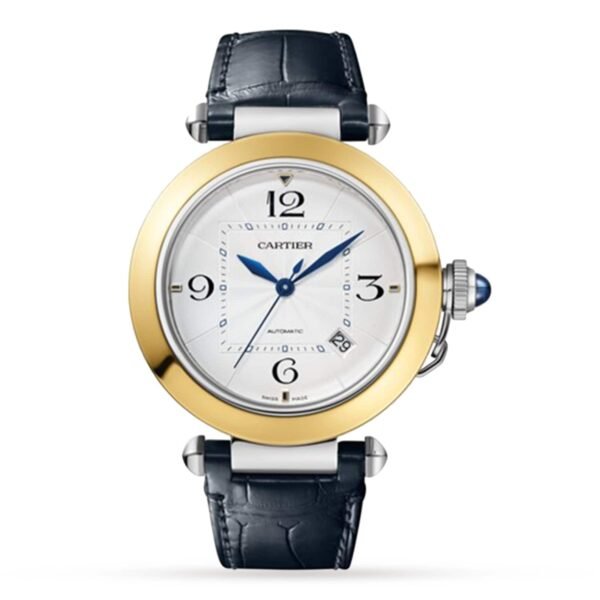 Cartier Pasha de Cartier 41 mm automatic movement 18K yellow gold and steel interchangeable metal and leather straps W2PA0009