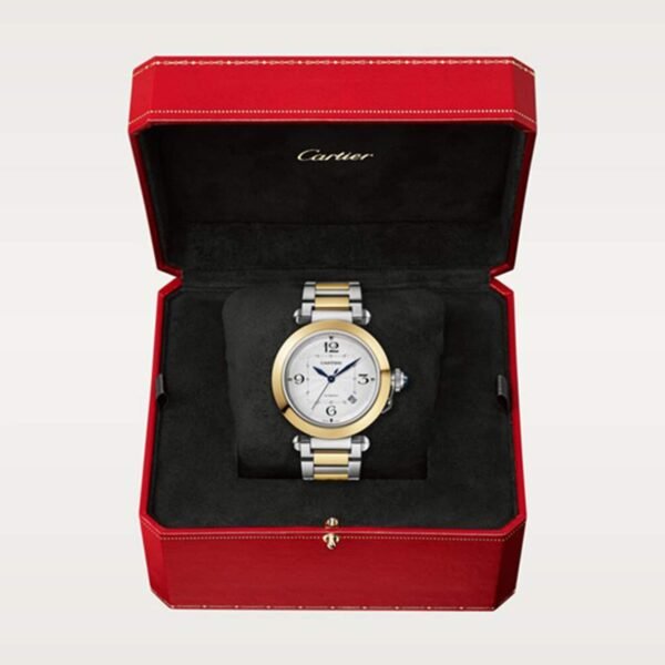 Cartier Pasha de Cartier 41 mm automatic movement 18K yellow gold and steel interchangeable metal and leather straps W2PA0009