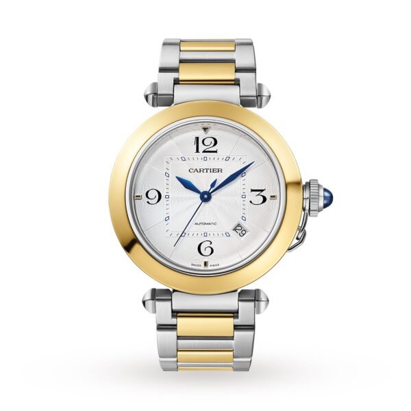 Cartier Pasha de Cartier 41 mm automatic movement 18K yellow gold and steel interchangeable metal and leather straps W2PA0009