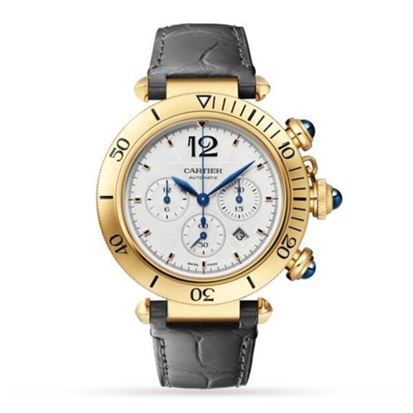 Cartier Pasha de Cartier 41 mm chronograph automatic movement 18K yellow gold interchangeable leather straps WGPA0017