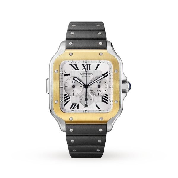 Cartier Santos De Cartier Chronograph Watch Extra-large Model Automatic Yellow Gold Steel Interchangeable Metal And Rubber Bracelets W2SA0008