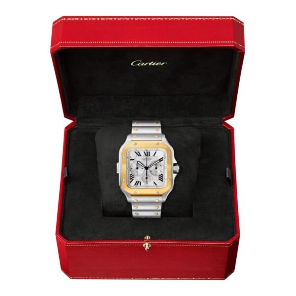 Cartier Santos De Cartier Chronograph Watch Extra-large Model Automatic Yellow Gold Steel Interchangeable Metal And Rubber Bracelets W2SA0008
