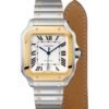 Cartier Santos De Cartier Watch Large Model Automatic Yellow Gold Steel Interchangeable Metal And Leather Bracelets W2SA0009