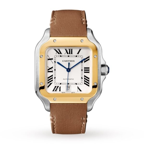 Cartier Santos De Cartier Watch Large Model Automatic Yellow Gold Steel Interchangeable Metal And Leather Bracelets W2SA0009