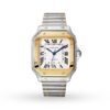 Cartier Santos De Cartier Watch Medium Model Automatic Yellow Gold Steel Interchangeable Metal And Leather Bracelets W2SA0016/W2SA0007