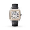 Cartier Santos-Dumont Watch Large Model Quartz Pink Gold Steel Leather W2SA0011