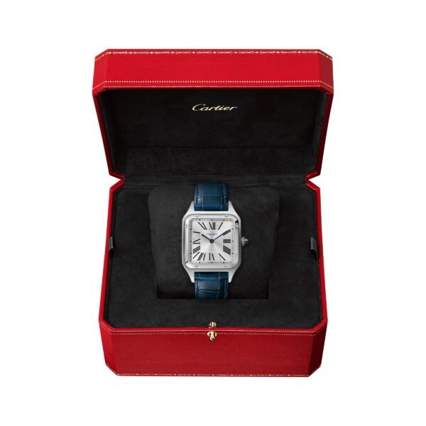 Cartier Santos-Dumont Watch Large Model Quartz Steel Leather WSSA0022