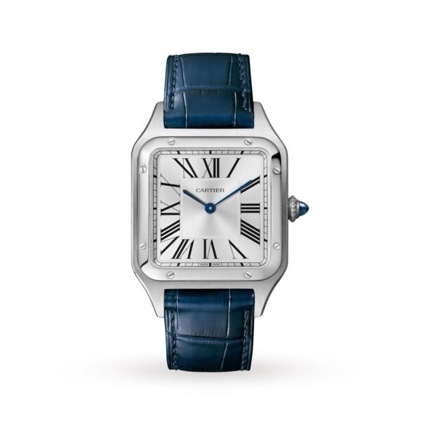 Cartier Santos-Dumont Watch Large Model Quartz Steel Leather WSSA0022