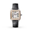 Cartier Santos-Dumont Watch Small Model Quartz Pink Gold Steel Leather W2SA0012