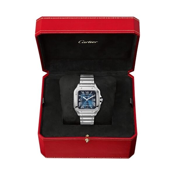 Cartier Santos de Cartier watch Large model automatic movement steel interchangeable metal and leather bracelets WSSA0030/WSSA0013