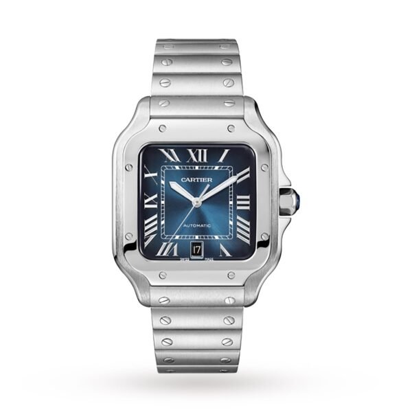 Cartier Santos de Cartier watch Large model automatic movement steel interchangeable metal and leather bracelets WSSA0030/WSSA0013