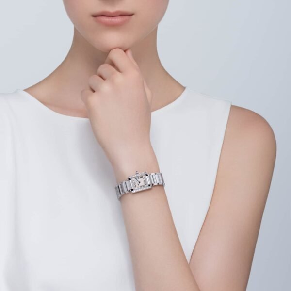 Cartier Tank Française Watch Small Model Quartz Steel Diamonds W4TA0008