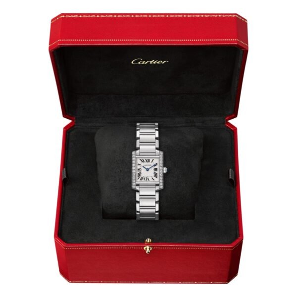 Cartier Tank Française Watch Small Model Quartz Steel Diamonds W4TA0008