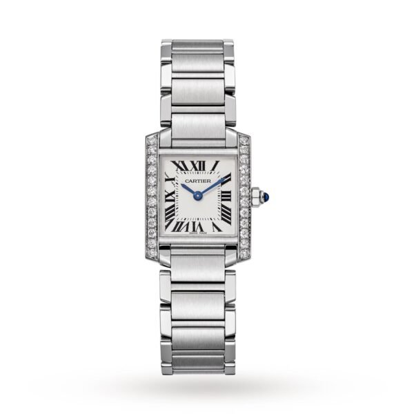 Cartier Tank Française Watch Small Model Quartz Steel Diamonds W4TA0008