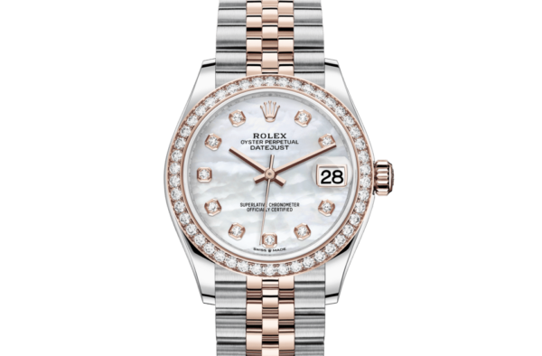 Rolex Datejust 31 Oyster 31 mm Oystersteel Everose gold and diamonds m278381rbr-0026