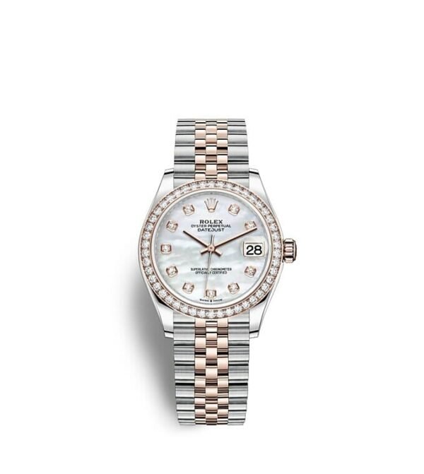 Rolex Datejust 31 Oyster 31 mm Oystersteel Everose gold and diamonds m278381rbr-0026