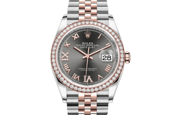 Rolex Datejust 36 Oyster 36 mm Oystersteel Everose gold and diamonds m126281rbr-0011