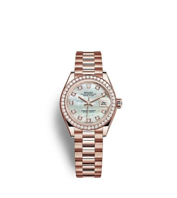 Rolex Lady-Datejust Oyster 28 mm Everose gold and diamonds m279135rbr-0010