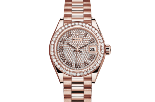 Rolex Lady-Datejust Oyster 28 mm Everose gold and diamonds m279135rbr-0021