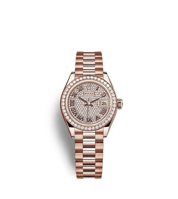 Rolex Lady-Datejust Oyster 28 mm Everose gold and diamonds m279135rbr-0021