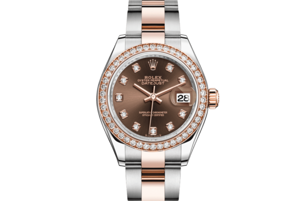 Rolex Lady-Datejust Oyster 28 mm Oystersteel Everose gold and diamonds m279381rbr-0012