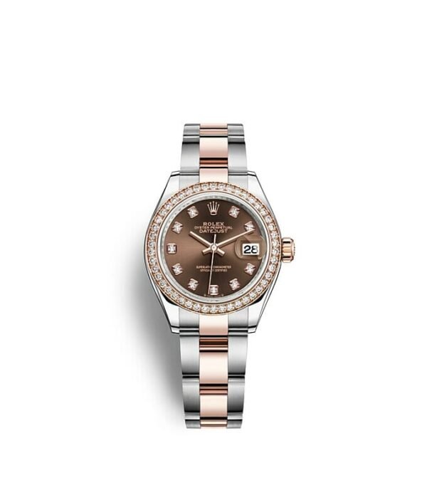 Rolex Lady-Datejust Oyster 28 mm Oystersteel Everose gold and diamonds m279381rbr-0012